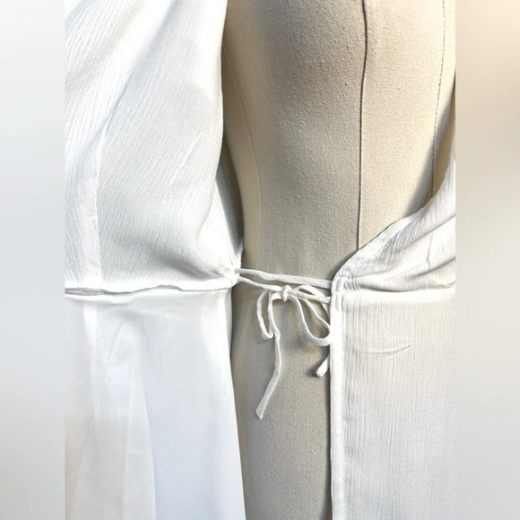 Lulu’s Harbor Point White Sheer Chiffon Wrap Dress Size Small and Medium - Picture 13 of 13